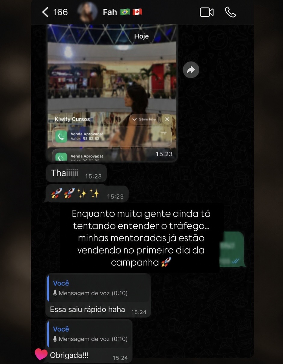 Print de depoimento de aluna