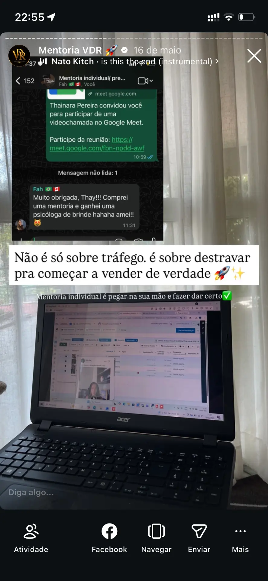 Print de depoimento de aluna