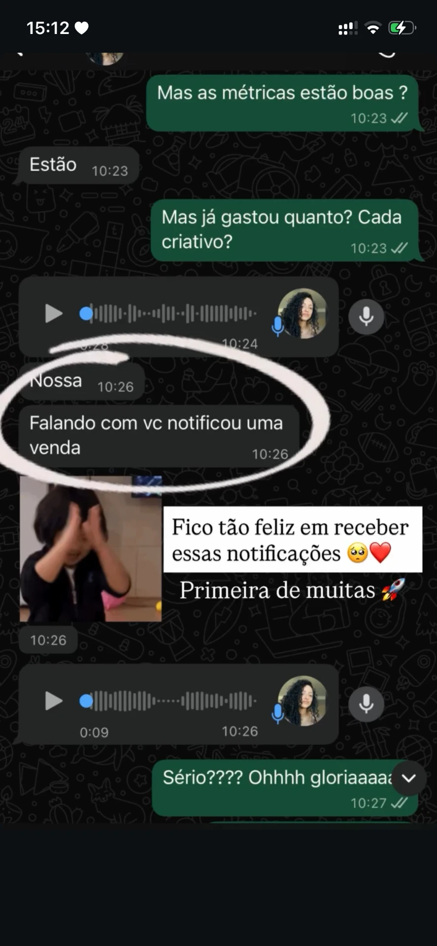 Print de depoimento de aluna