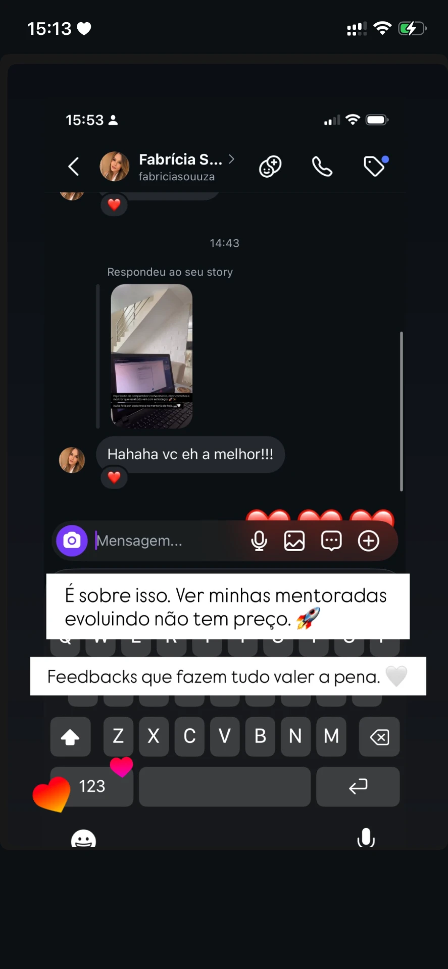 Print de depoimento de aluna