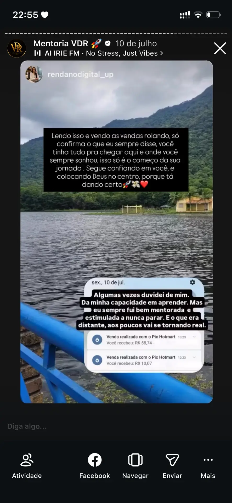 Print de depoimento de aluna
