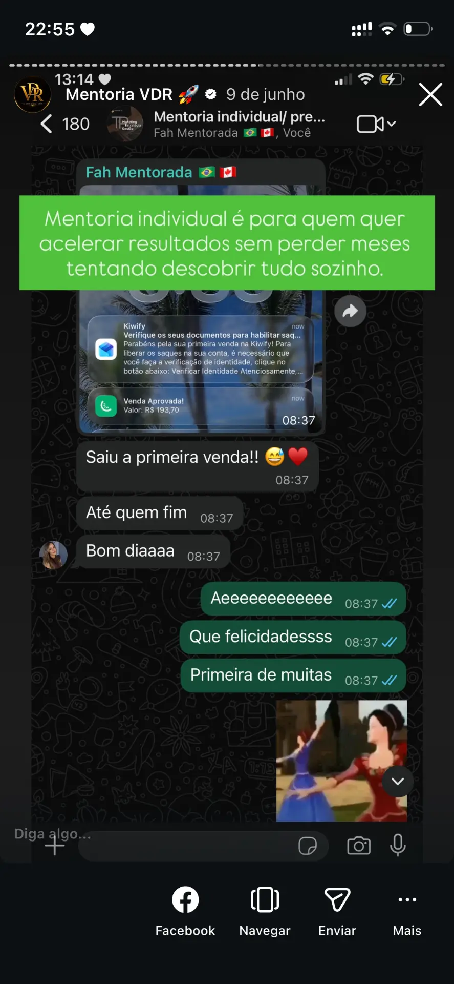 Print de depoimento de aluna