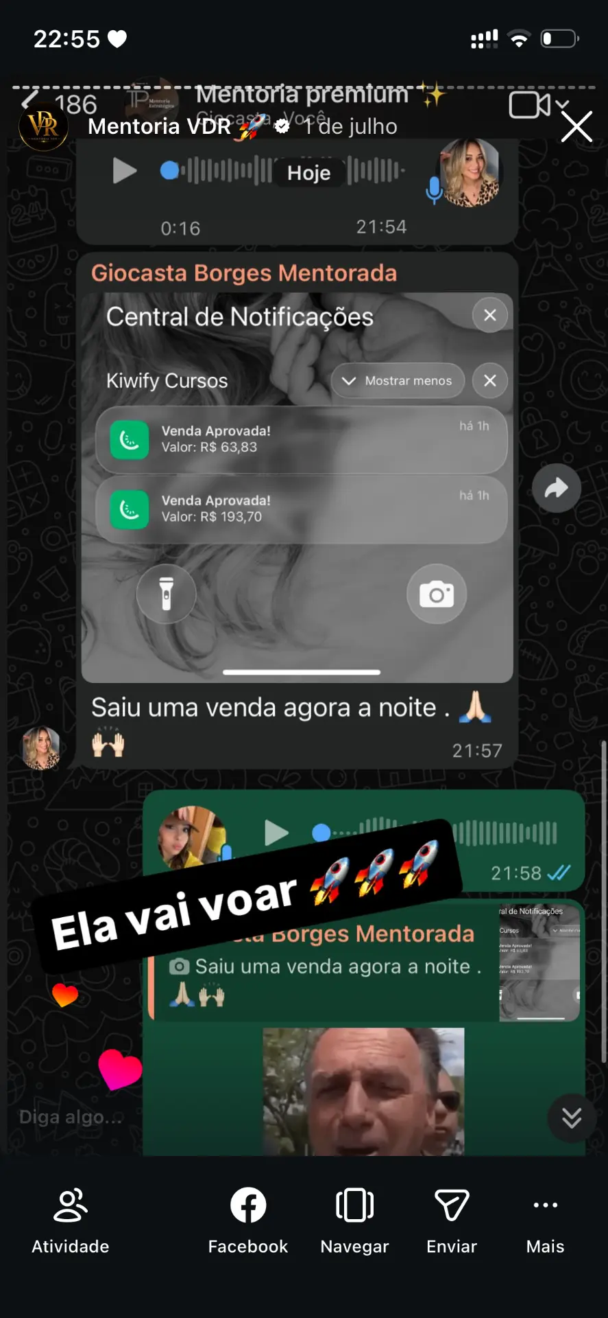 Print de depoimento de aluna